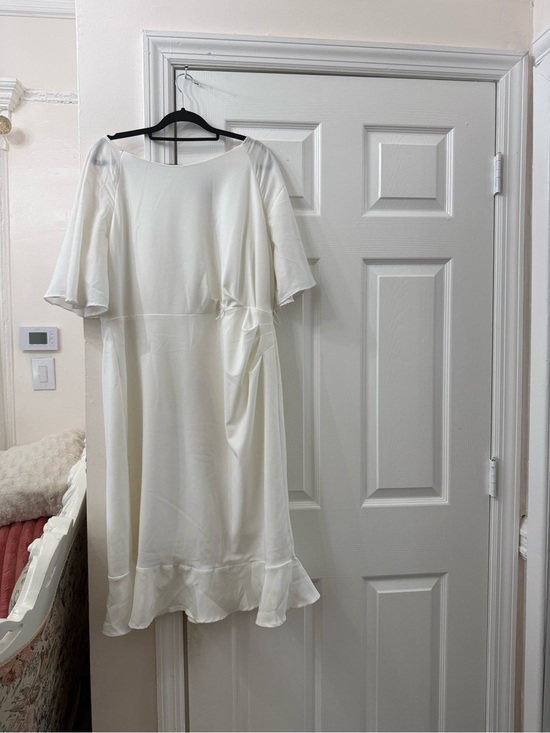 Dkny Dresses & Skirts - DKNY Cream Midi Dress with Side Gather and Ruffle Hem